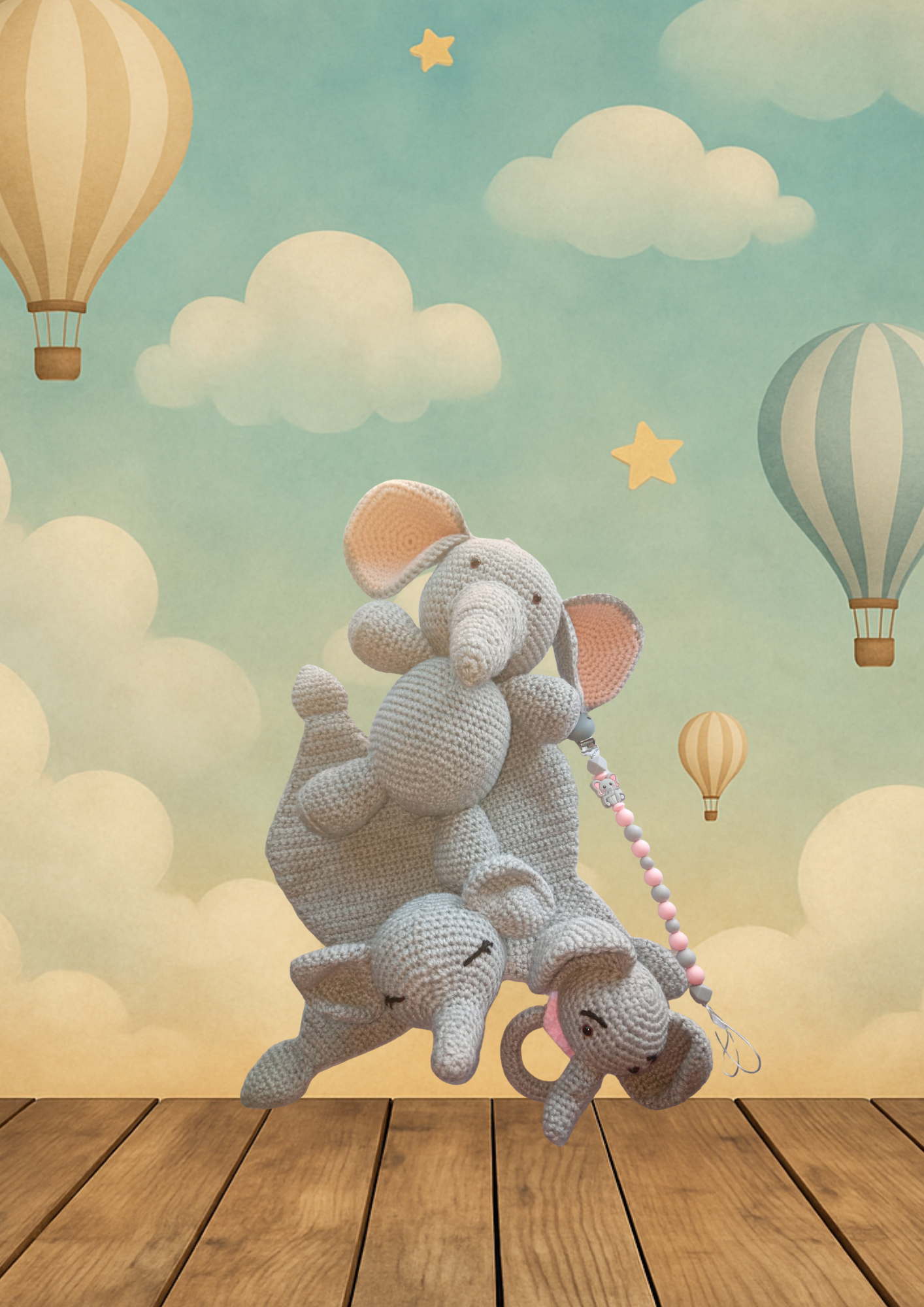 Elephant Cuddle Baby Gift Set – Blanky, Toy, Rattle & Dummy Clip