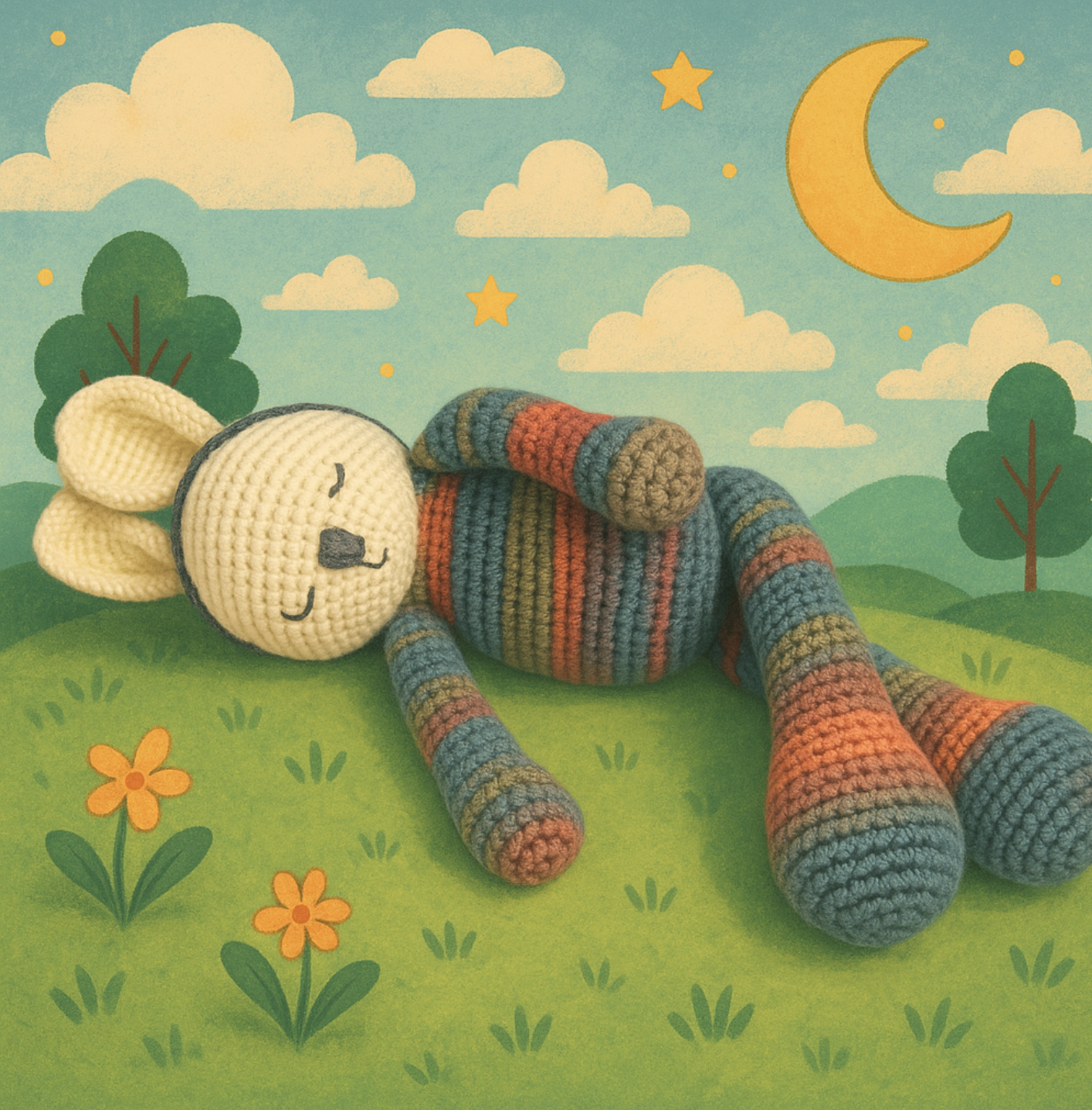 Luna Sleeping Bunny Crochet Toy for Babies
